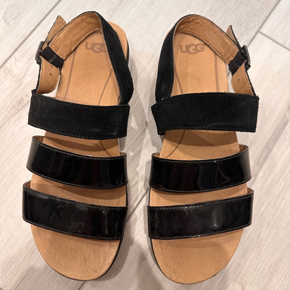 UGG Black and Tan Women's Sandals